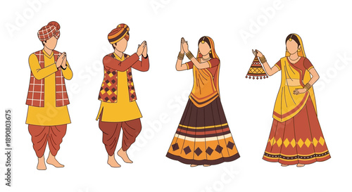 Traditional Indian dancers in festive attire performing folk dance