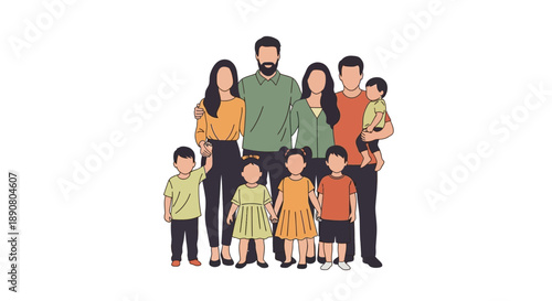 Happy multiracial family portrait with diverse members together