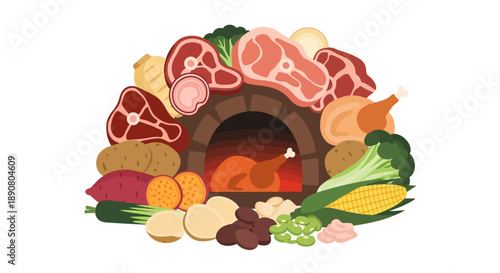 Delicious barbecue feast with fresh vegetables and meat