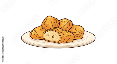 Delicious golden brown pastries on a plate