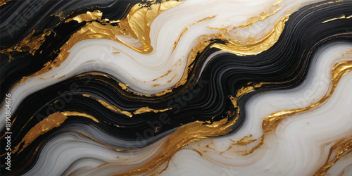Abstract stone background texture featuring a golden liquid flow and brown waves in a satin art design wallpaper backdrop