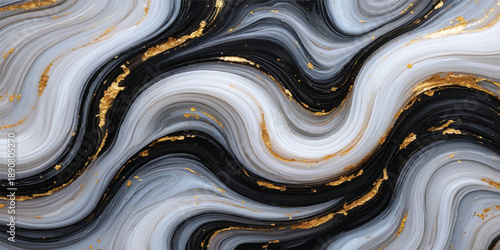 Abstract stone wall background texture with a wavy liquid flow design featuring gold and blue art patterns in a brown metal illustration wallpaper
