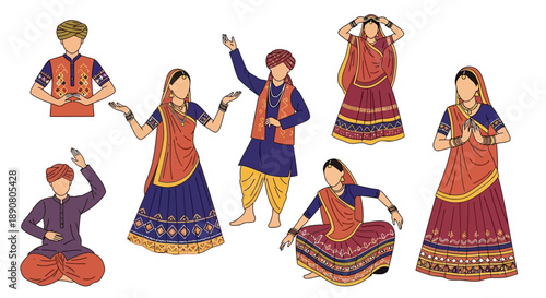 Traditional Indian dancers and musicians in cultural attire performing