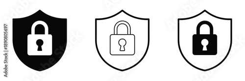 Security shield icon design featuring padlock for secure data protection network safety and online privacy concepts