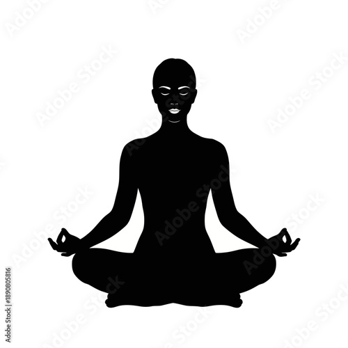 silhouette of a young woman meditating