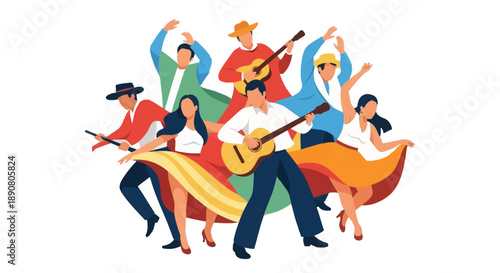 People dancing and playing music together in harmony