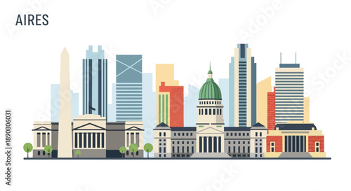 Buenos Aires cityscape with modern and historic buildings