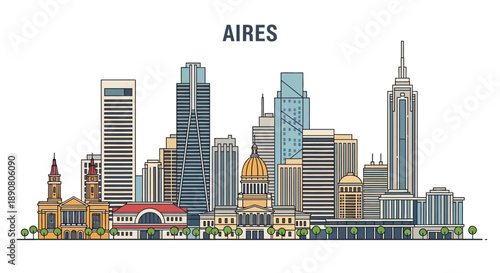 Buenos Aires cityscape with modern and historic buildings
