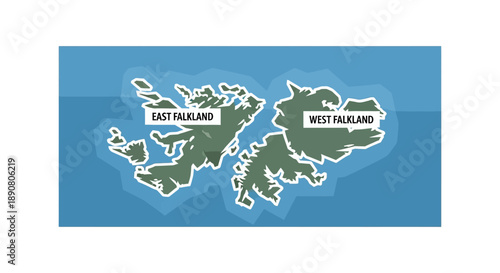 Map of East and West Falkland Islands