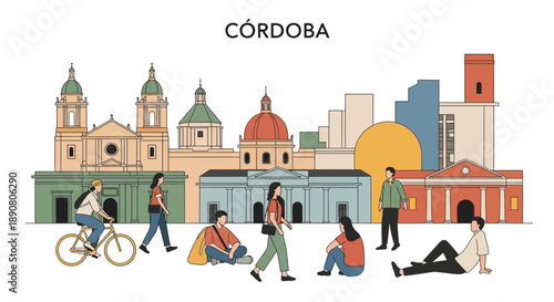 People enjoying city life in Cordoba Argentina