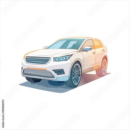 Modern SUV illustration on transparent background viewed from a three-quarter angle c7.eps