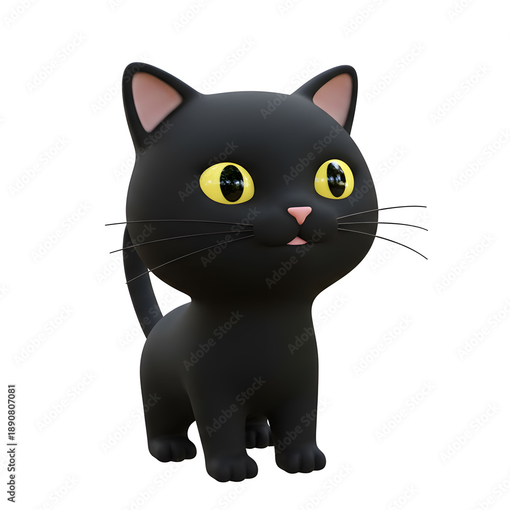 Obraz premium black cat on white background