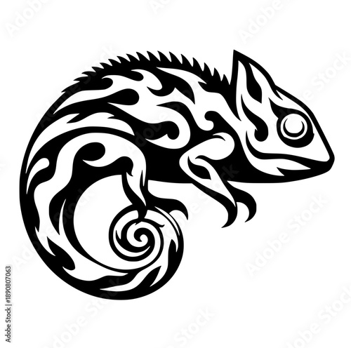 Fire chameleon silhouette