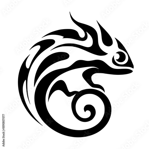 Fire chameleon silhouette