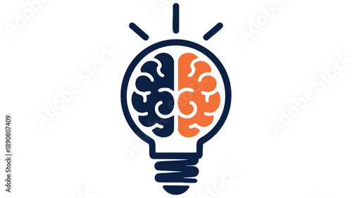 Creative idea light bulb with brain illustration