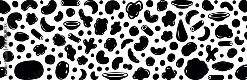 Abstract seamless pattern with navy blue irregular organic shapes and minimalist style on light background repeat design