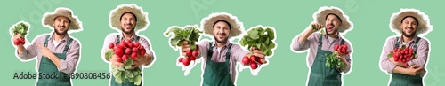 Set of male farmer with rip...