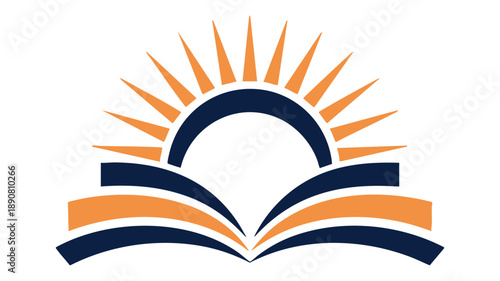 Open book with sunrise illustration