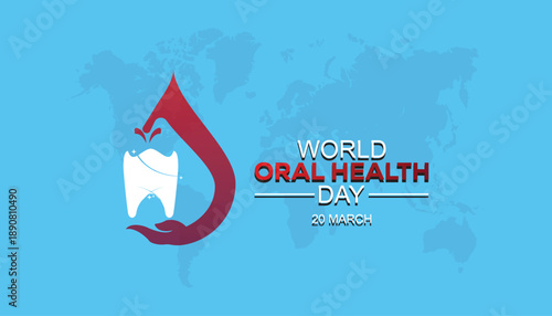 World Oral Health day is observed every year in March. Holiday, poster, card and background vector illustration design.