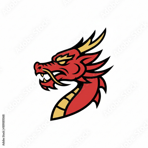 Red Dragon Head Icon Chinese Zodiac Mythological
