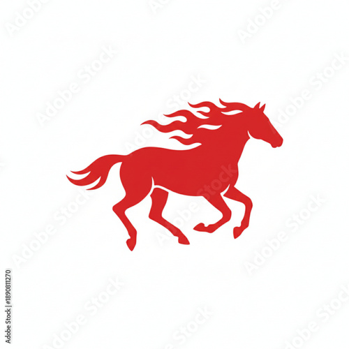 Red Running Horse with Fire Mane Silhouette