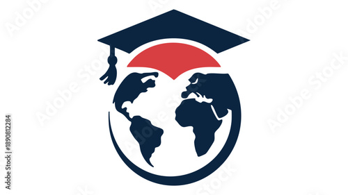 Global education concept with graduation cap