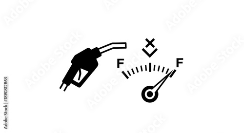 Fuel Gauge Indicator Action, Automotive Subject, Vehicle Environment, Iconic Viewpoint
