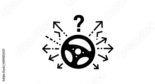 Steering Wheel Icon, Digital Graphics, Tech