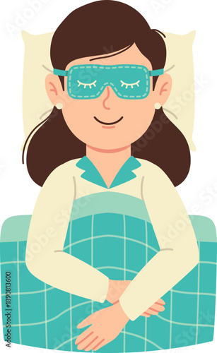 Insomnia Illustration of Woman Sleeping with Eye Mask