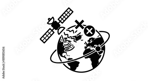 Satellite Tracking Technology Displayed on Earth, Scientific Illustration