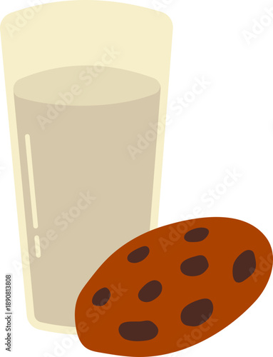 Healthy Food Illustration of Milk and Cookie