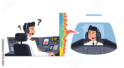 Pilot and Co-Pilot in Control Room Illustration