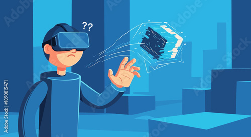 User Interacting with 3D Graphics in Technology