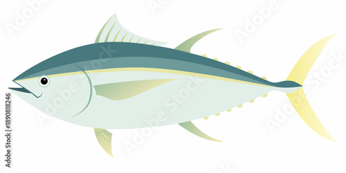 A vibrant illustration of a bluefin tuna swimming gracefully in the ocean