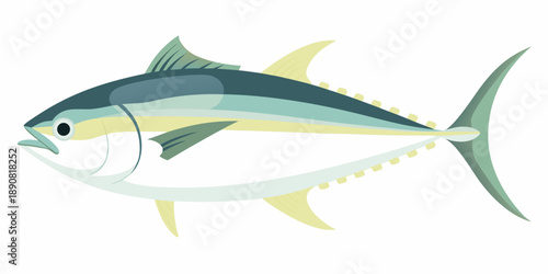 Stylized illustration of a bluefin tuna swimming gracefully in a marine environment