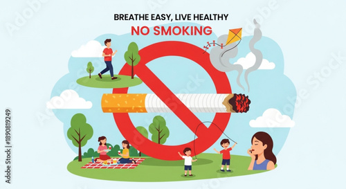 No smoking concept with healthy lifestyle illustration