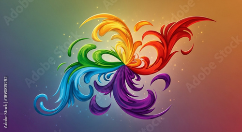 Vibrant rainbow swirls on colorful gradient background