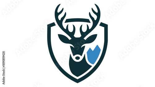Stylized deer logo with shield and heart