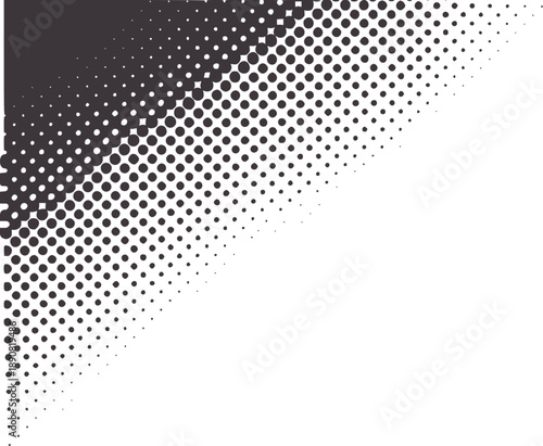 Black and halftone gradient pattern with fading dots