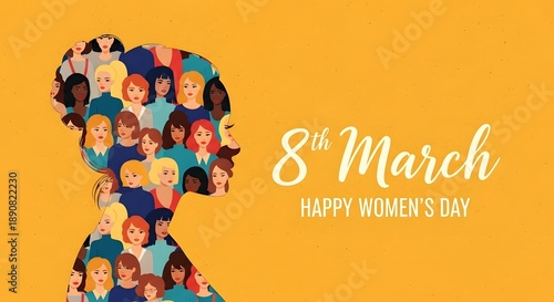 International women's day celebration on march 8th with diverse group of women