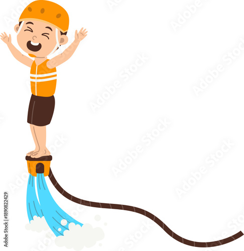 Water sport activity man flyboard rider with hydroflighting