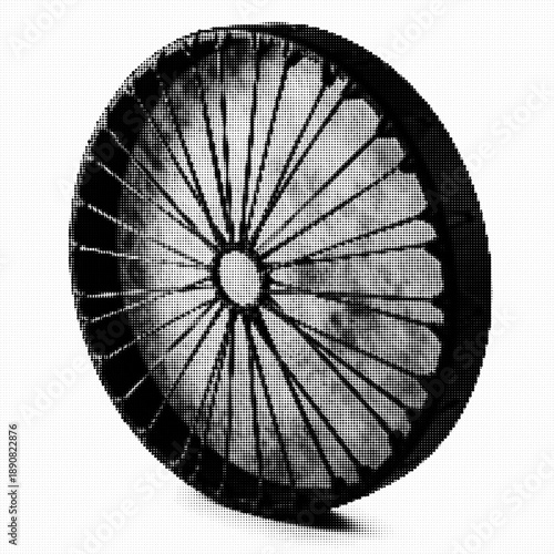 Antique Inuit Hand Drum and Mallet in Halftone Style Black and White Arctic Cultural Music Instrument Icon, Indigenous Folk Art Graphic Element Isolated