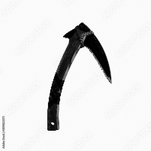 Inuit Traditional Hunting Tool Illustration Black and White Halftone Dotted Arctic Indigenous Harpoon Head or Pick Graphic Icon Isolated for Cultural Design