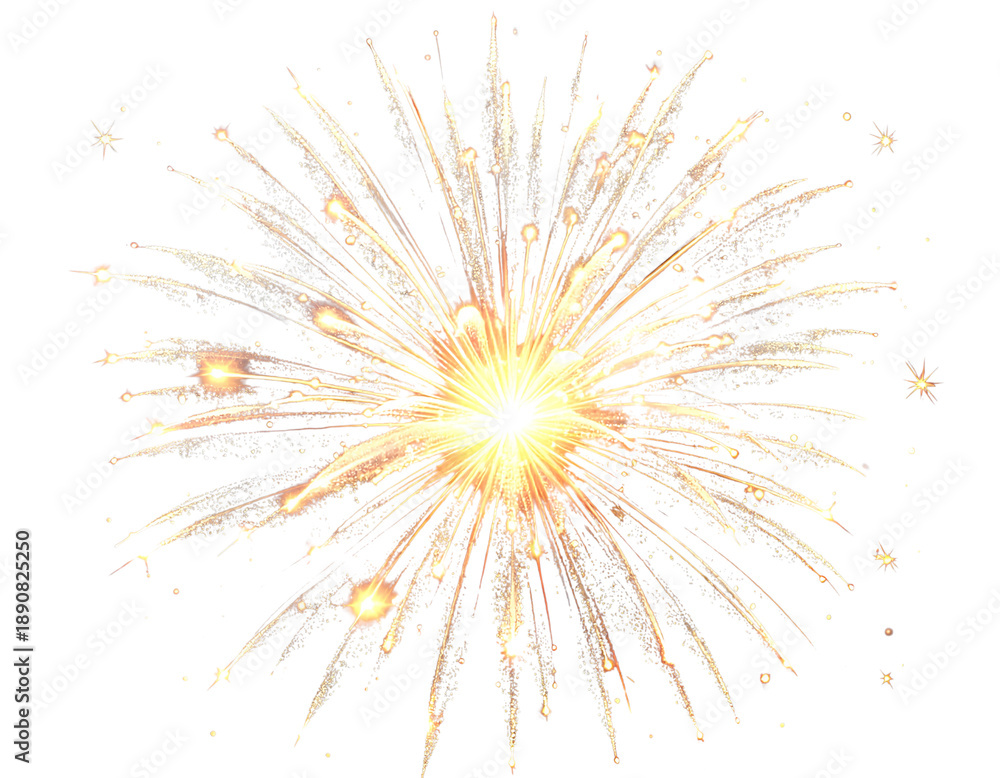 Obraz premium Transparent Fireworks Burst PNG – Sparkling Light Rays and Flash transparent background 