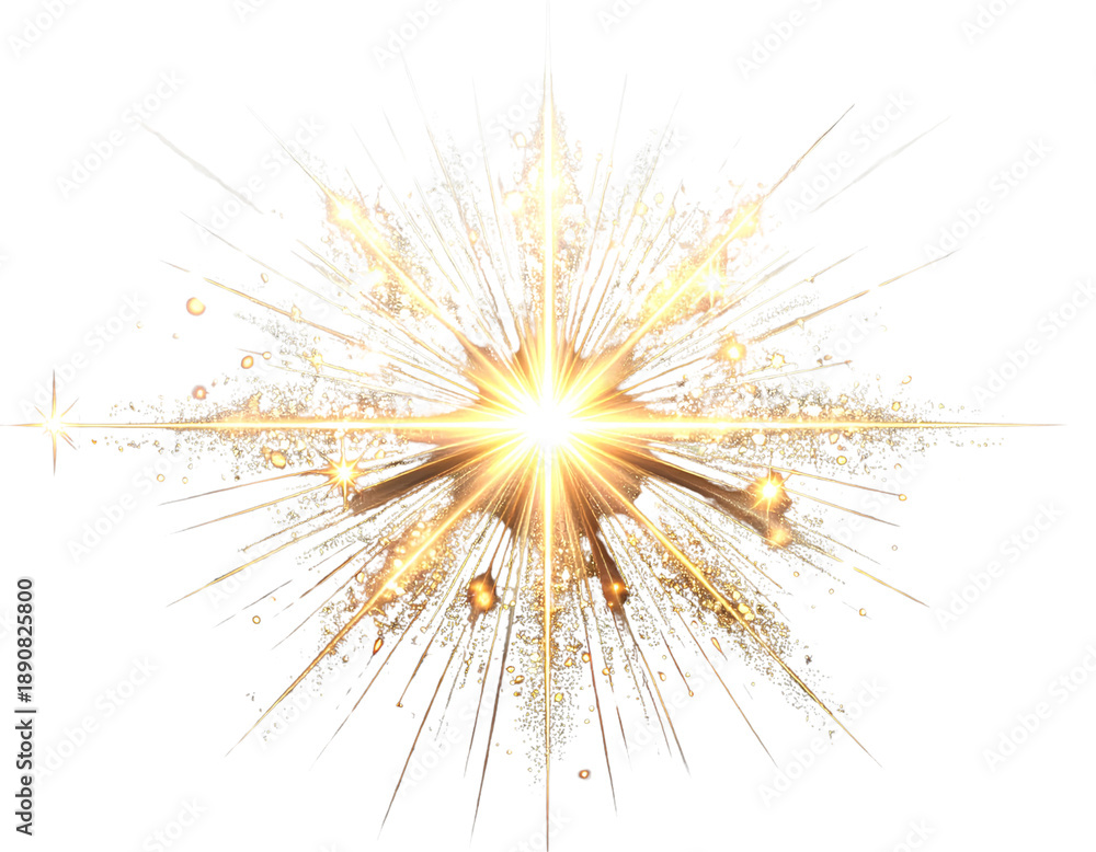 Obraz premium Transparent Fireworks Burst PNG – Sparkling Light Rays and Flash transparent background