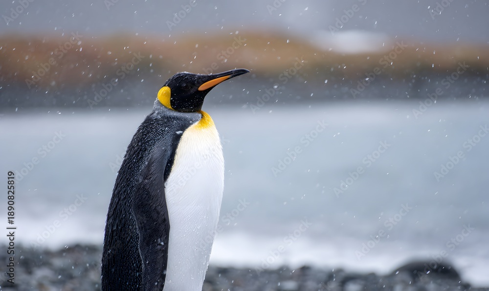 Obraz premium King Penguin in the open abyss of antarctica