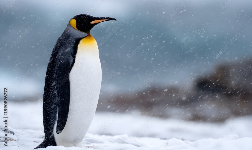 Obraz premium King Penguin in the open abyss of antarctica