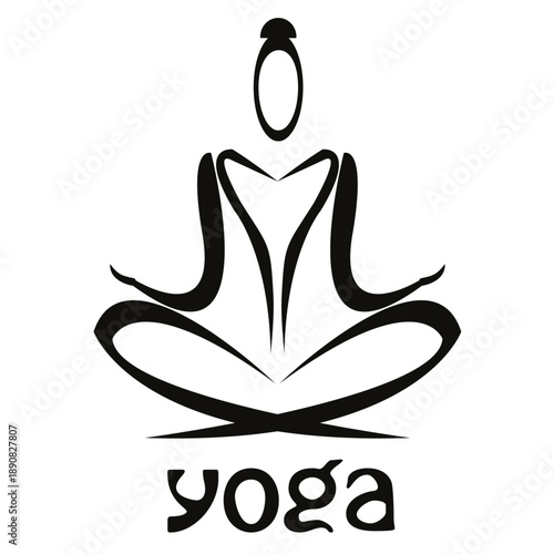one line yoga Half Lotus Pose line art logo. health meditation calm workout lotus active peace