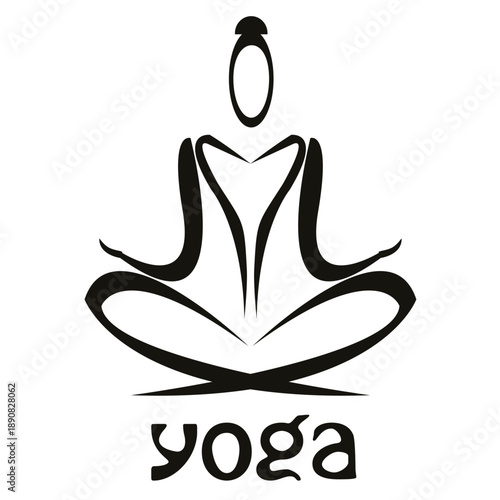 one line yoga Half Lotus Pose line art logo. health meditation calm workout lotus active peace