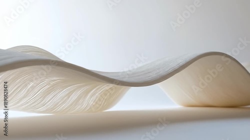 Abstract wavy paper sculpture with delicate texture and soft, diffused lighting.